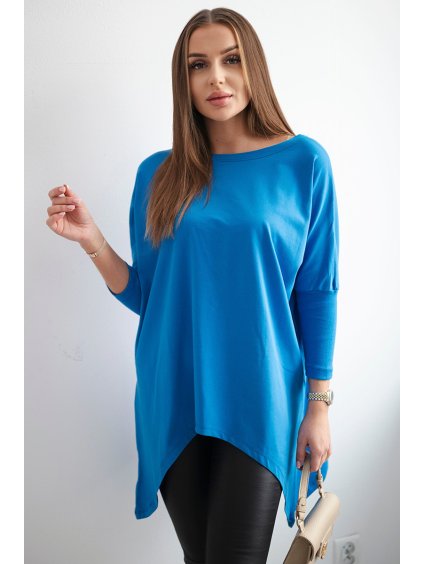 Modrá asymetrická oversize halenka