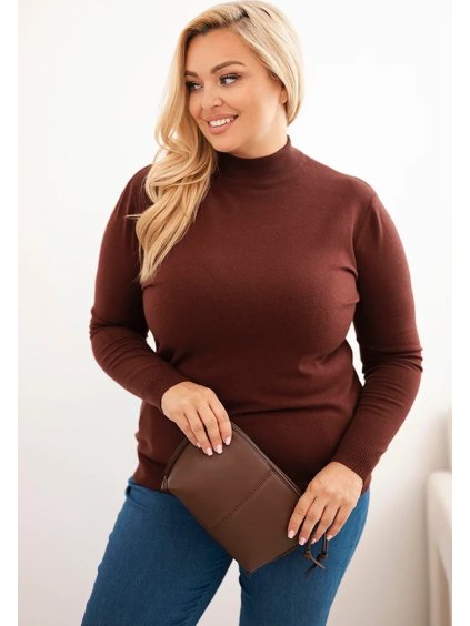 Hnědý dámský plus size rolák