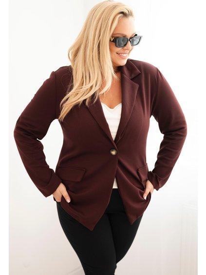 Vínový dámský viskózový plus size blejzr s klasickým límcem