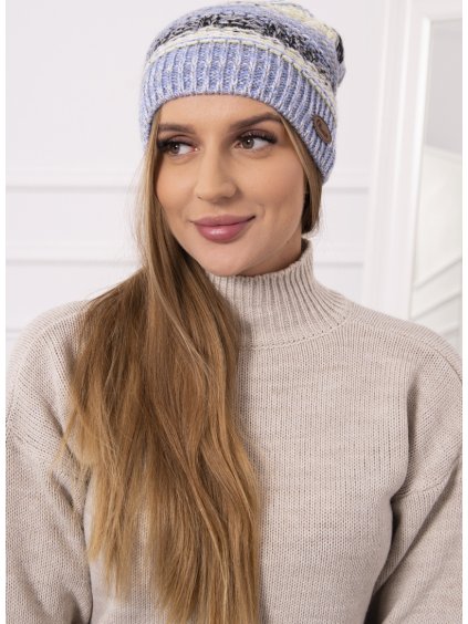 Modro-žlutá dámská čepice s fleecovou podšívkou