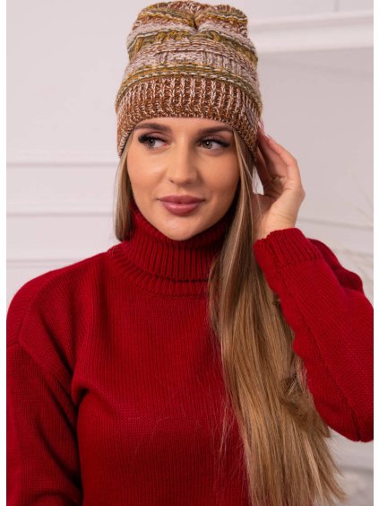 Béžovo-khaki dámská čepice s fleecovou podšívkou