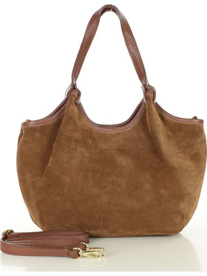 MARCO MAZZINI Hnědá semišová hobo kabelka