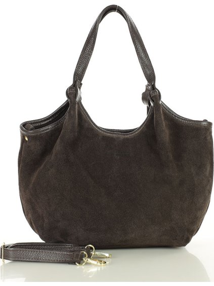 MARCO MAZZINI Tmavě hnědá semišová hobo kabelka