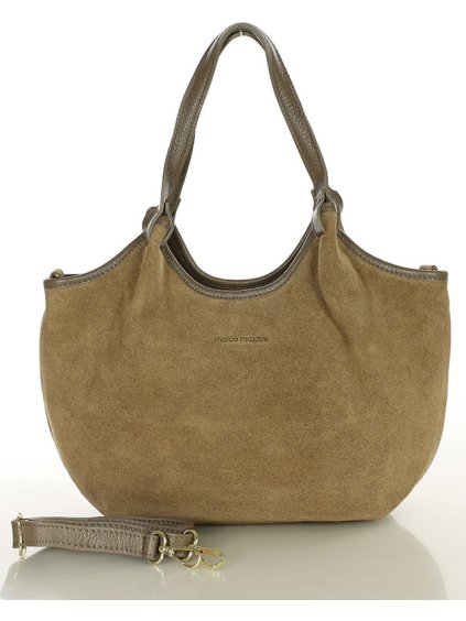 MARCO MAZZINI Béžová taupe semišová hobo kabelka