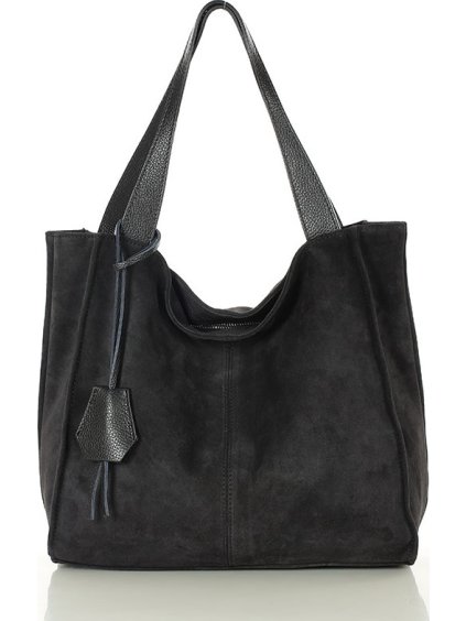 MARCO MAZZINI Černá semišová shopper kabelka