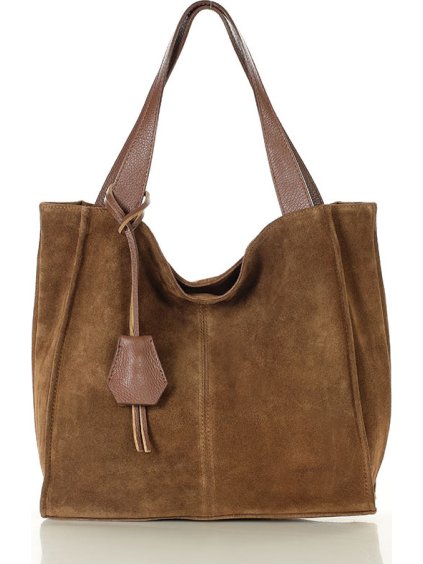 MARCO MAZZINI Hnědá semišová shopper kabelka
