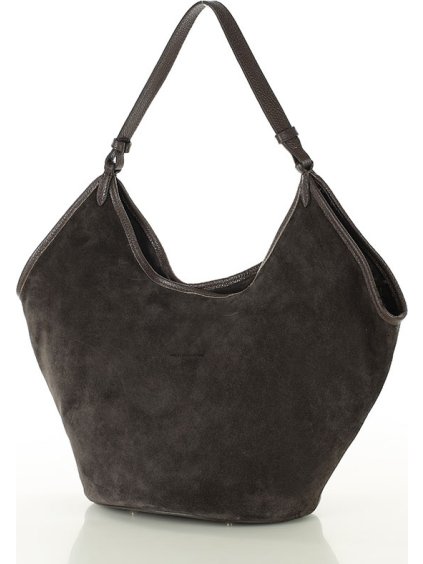 MARCO MAZZINI Tmavě hnědá kožená hobo kabelka