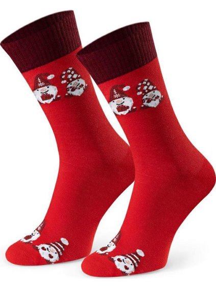 Červené pánské vysoké ponožky s vánočním motivem