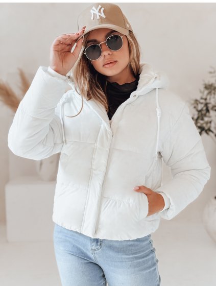 Bílá dámská zimní bunda SNOWLIKE s prošíváním a praktickou kapucí (Velikost S)