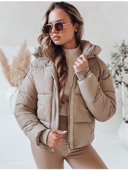 Béžová dámská zimní bunda SNOWLIKE s prošíváním a praktickou kapucí