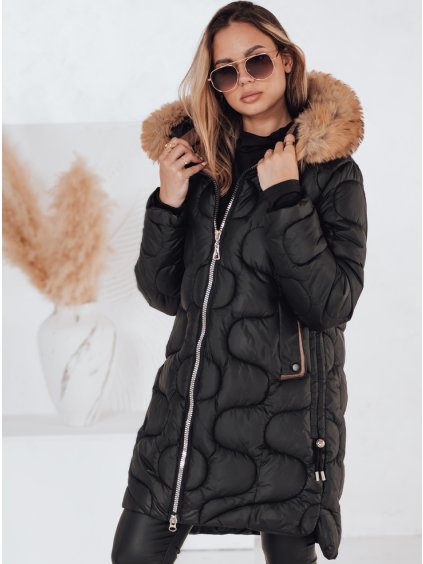 Dámská černá zimní prošívaná bunda VIRELIA s kapucí