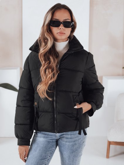 Černá dámská pohodlná a teplá zimní prošívaná bunda