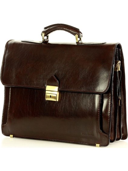MARCO MAZZINI Hnědá kožená aktovka