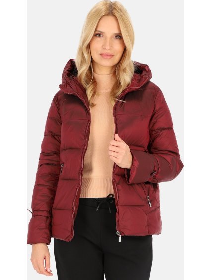 Vínová dámská přechodová prošívaná bunda