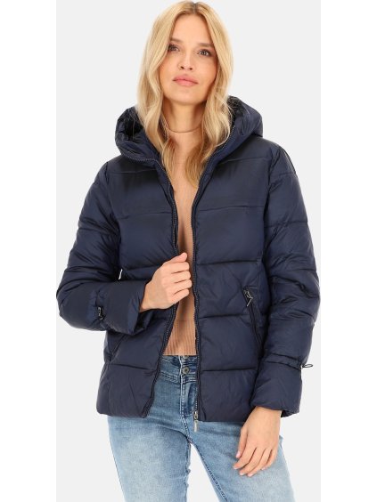 Tmavě modrá dámská přechodová prošívaná bunda