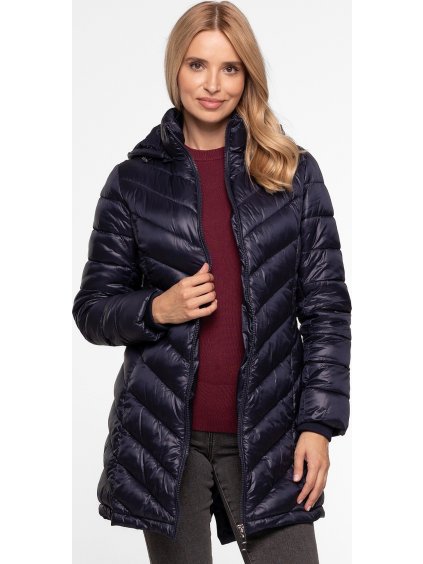 Tmavě modrá dámská prošívaná přechodová bunda