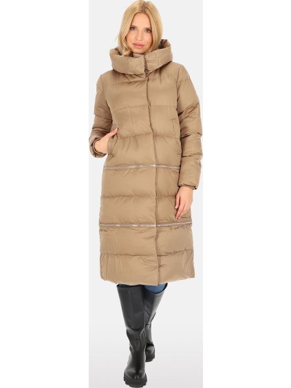 Béžová dámská zimní bunda s nastavitelnou délkou