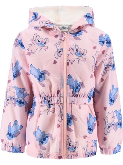 Světle růžová přechodová dívčí bunda Stitch