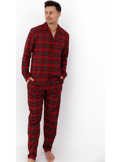 Sensis Flanelové pánské dlouhé pyžamo s károvaným vzorem