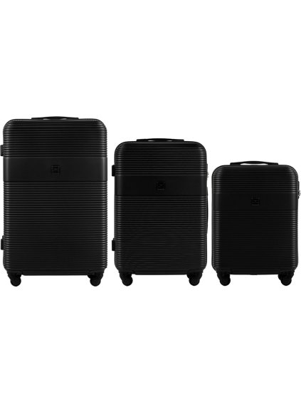 Černá sada tří cestovních kufrů FINCH