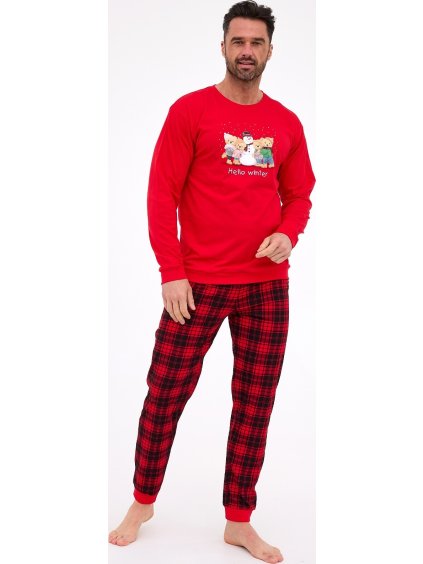 Cornette Pánské vánoční pyžamo s károvanými kalhotami