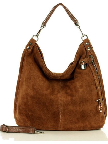 MAZZINI - Hnědá dámská kožená kabelka