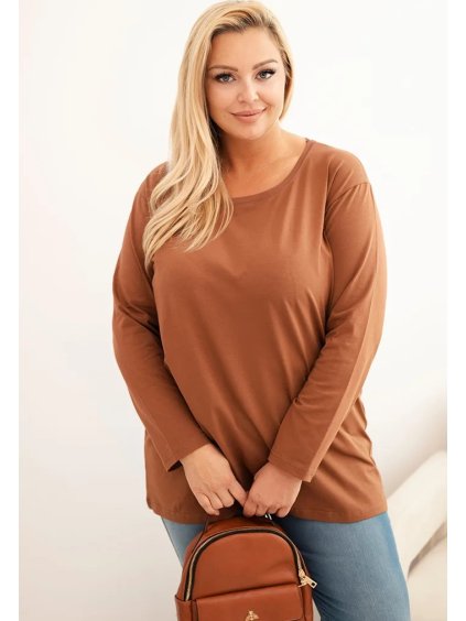 Camel plus size halenka s kulatým výstřihem