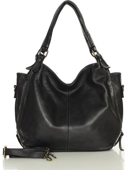 MARCO MAZZINI Černá kožená kabelka