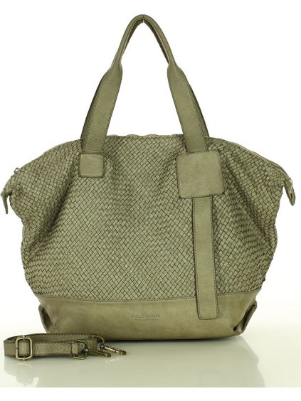 Marco Mazzini Béžová taupe dámská kožená shopper kabelka