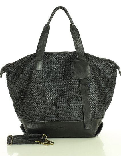 Marco Mazzini Černá dámská kožená shopper kabelka