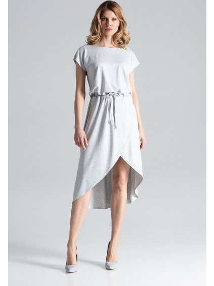 Dámské světle šedé asymetrické šaty M394 Light grey