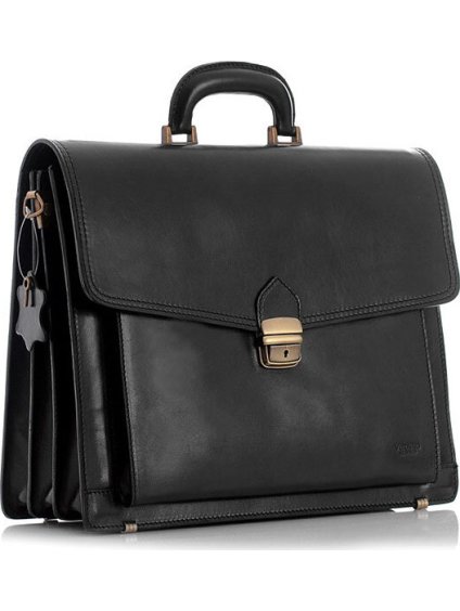 Pánská kožená černá aktovka LORENZ