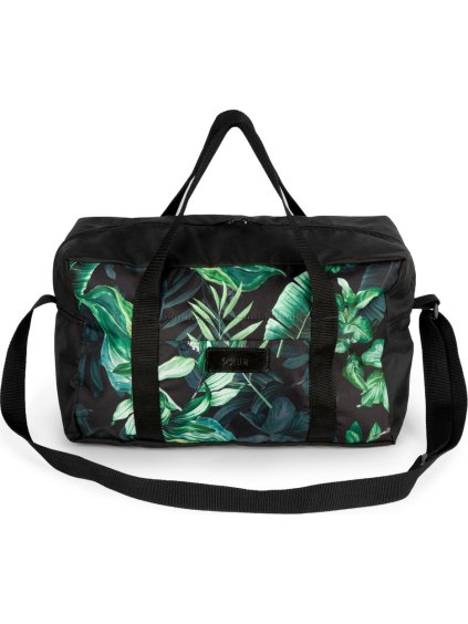 Solier Černá příruční taška s tropickým vzorem