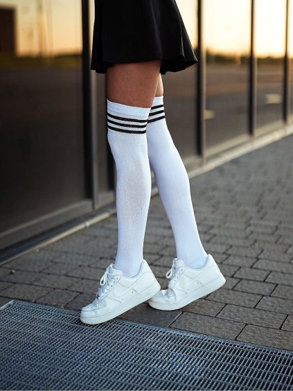 Dámské nadkolenky s pruhovanou manžetou Milena
