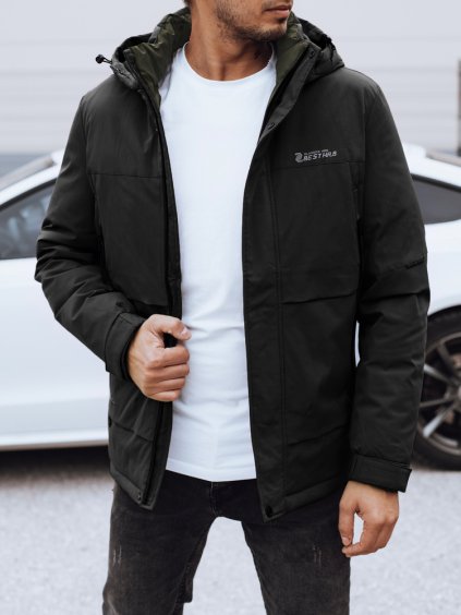 Pánská černá zimní bunda s kapucí
