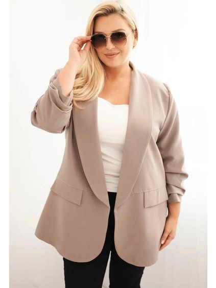 Béžový dámský elegantní plus size blejzr