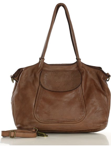 MARCO MAZZINI hnědá kožená shopper kabelka