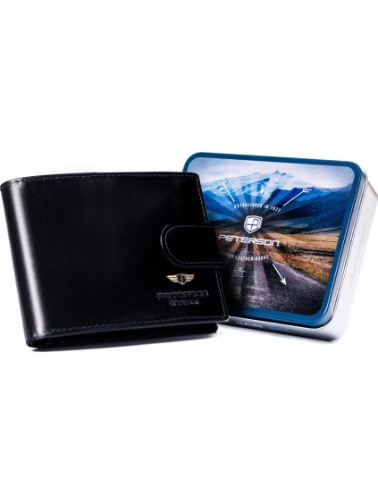 Peterson Černá hladká kožená peněženka W084