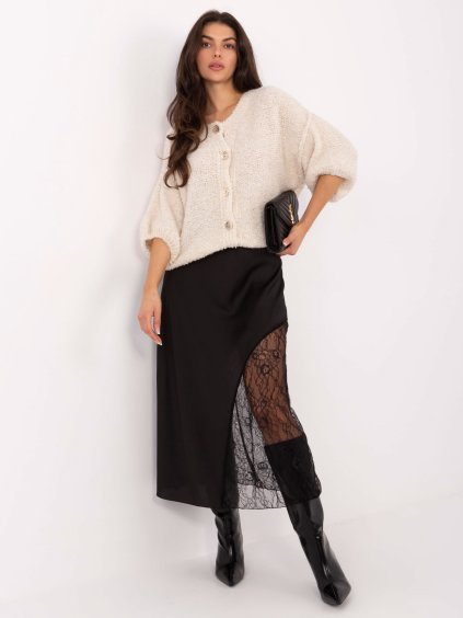 Smetanový dámský pletený svetr na knoflíky