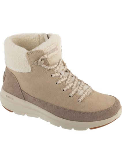Béžové dámské semišové zimní boty Skechers Glacial Ultra - Autumn Days