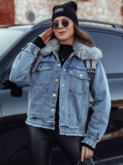 (Vel. M) Dámská džínová bunda s kožíškem FURDENIM