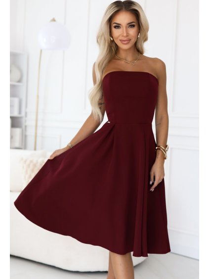 Vínové korzetové midi šaty VIVIENNE