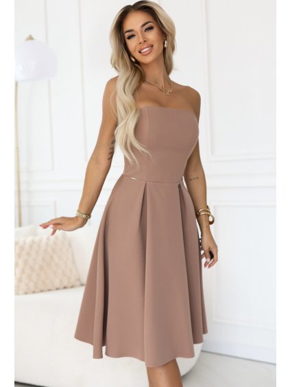 Béžové korzetové midi šaty VIVIENNE