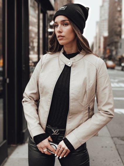 (Vel. L) Dámská béžová koženková bunda SKINVEX