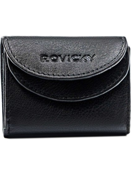 Rovicky Černá malá kožená peněženka na mince V308