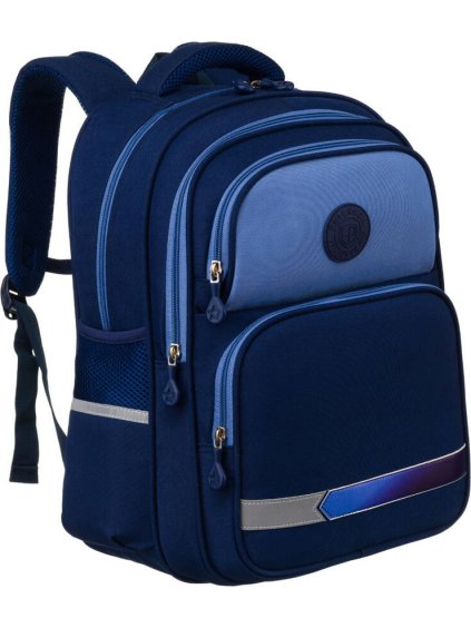 Dvoukomorový chlapecký tmavě modrý školní batoh Peterson