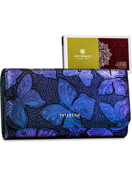 Peterson Modrá peněženka s holografickými motýlky Y533