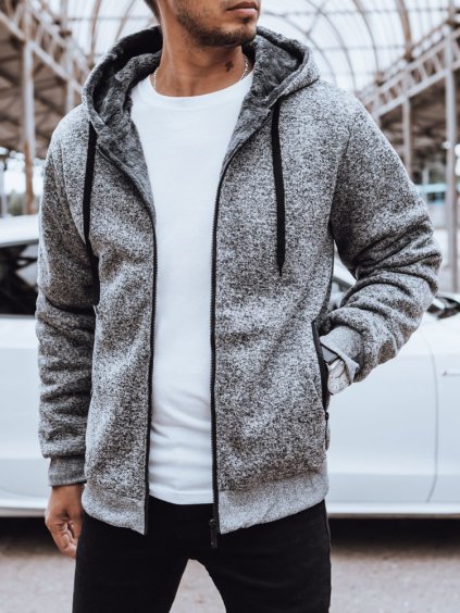 Světle šedá zateplená mikina na zip