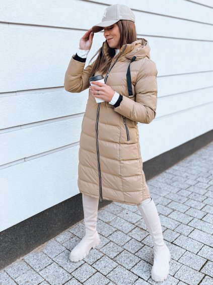 Béžová dlouhá prošívaná bunda MENSI