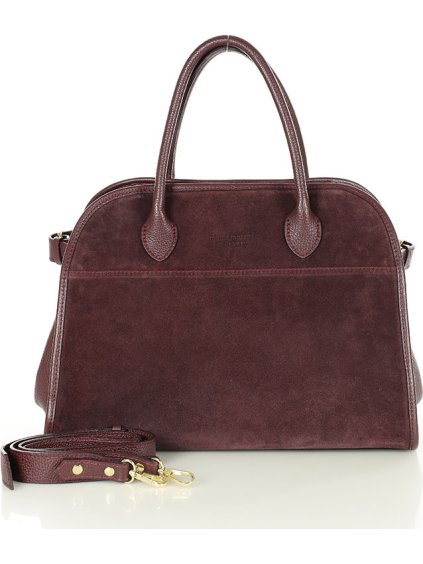 MARCO MAZZINI Vínová dámská kožená hobo kabelka